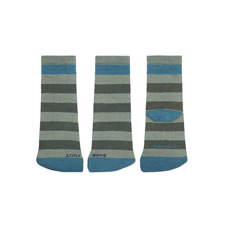 Calcetines barefoot listado, rizo en puntera VERDE LIQUEN