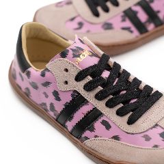 Deportiva Serraje Leopardo lila y negro (horma XL)