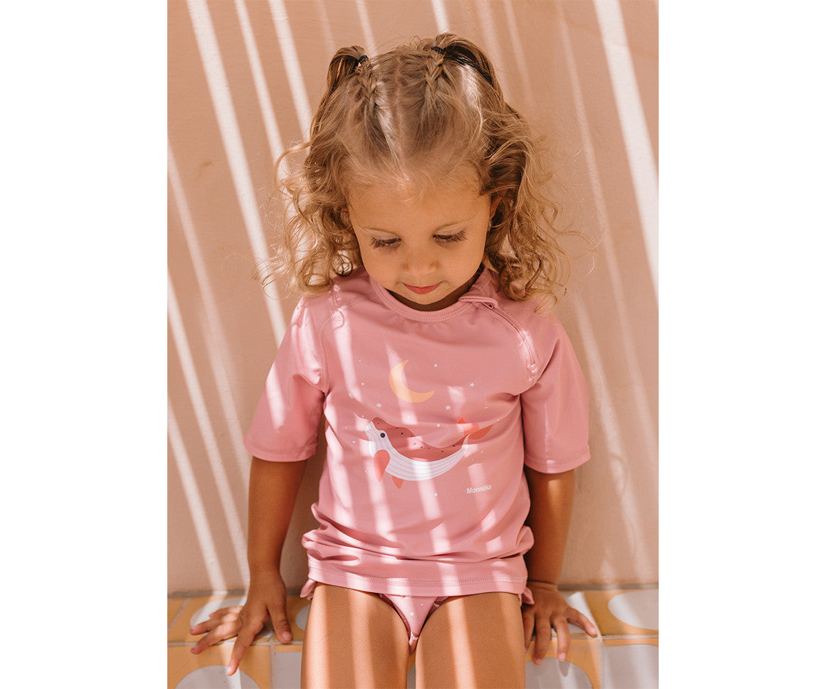 Camiseta Protección solar whale pink