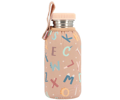 Botella Infantil de acero inoxidable con funda de neopreno  500 ml funny letters . Tutete