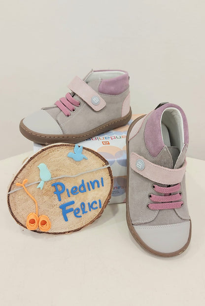Botín serraje beige y rosa Andanines