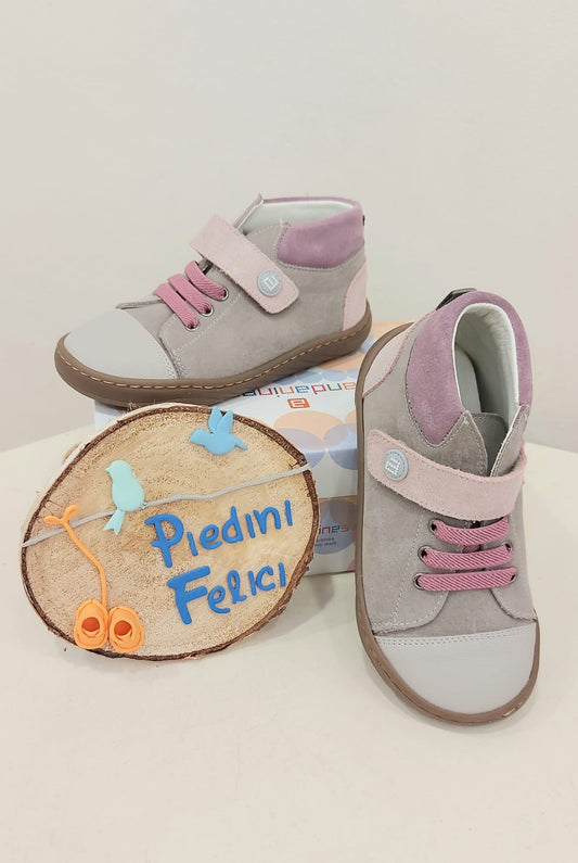 Botín serraje beige y rosa Andanines