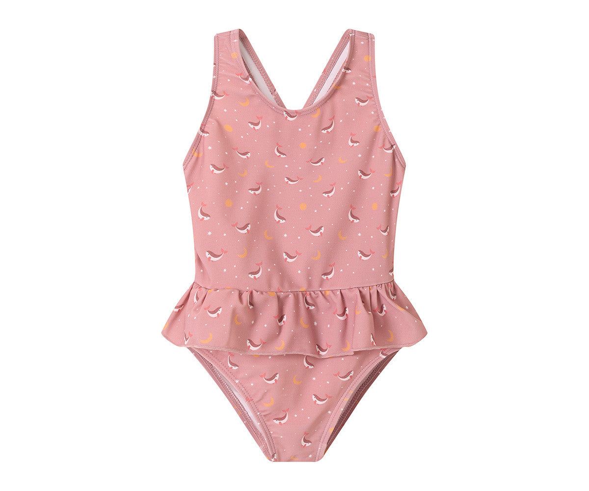 Bañador Cruzado volante whale pink