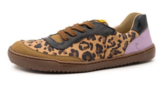 Deportiva Microfibra Leopardo camel/negro/lila (horma +) Flexi Nens